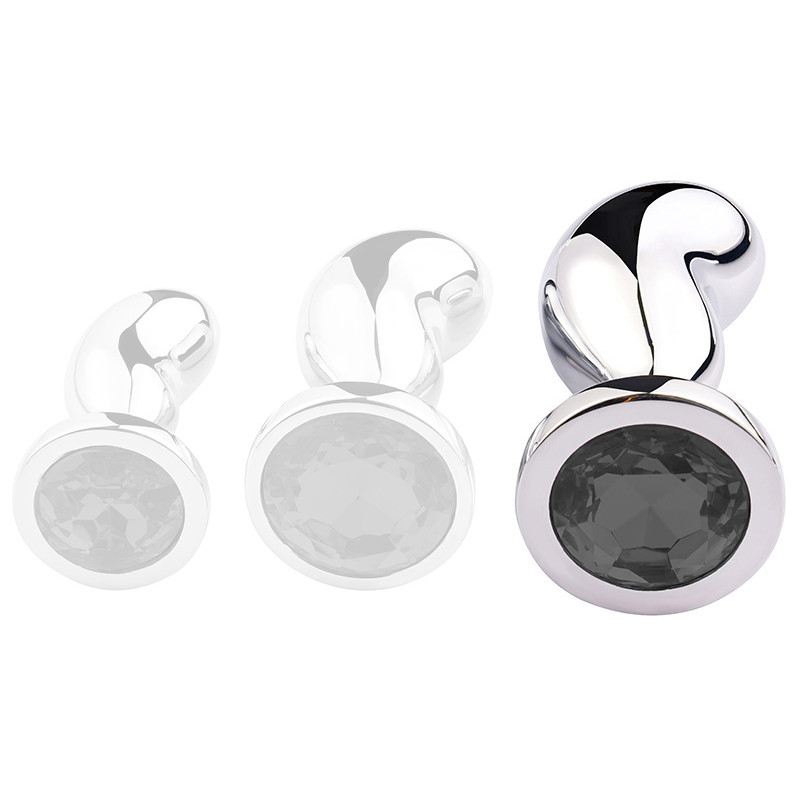 SM Fantasy Plug Bijou Bean Silver L 9 x 3.5cm Noir